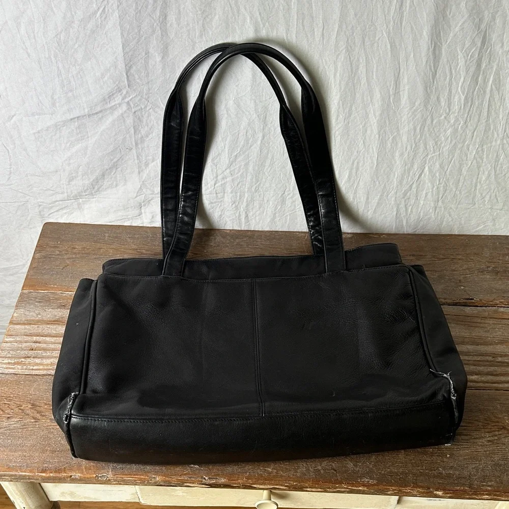 Tignanello Classic Black Leather Shoulder Bag